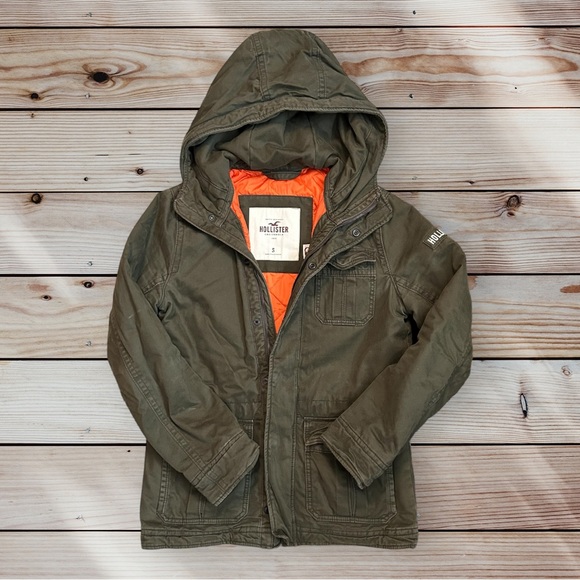 Hollister Jackets & Coats Hollister Mens Oversized Hooded Military Cargo Jacket In Army